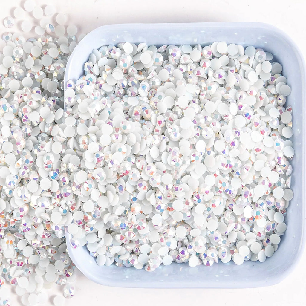 White AB Flatback Resin Jelly Rhinestones 2mm 3mm 4mm 5mm 6mm Drill Faux Gems Bead for Crafts DIY Nail Art Charms Supplies