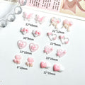 30PCS Double Heart Butterfly Pink Series Nail Art Charms Luminous Translucent Bow Four-pointed Star  Resin Nail Decorations DIY