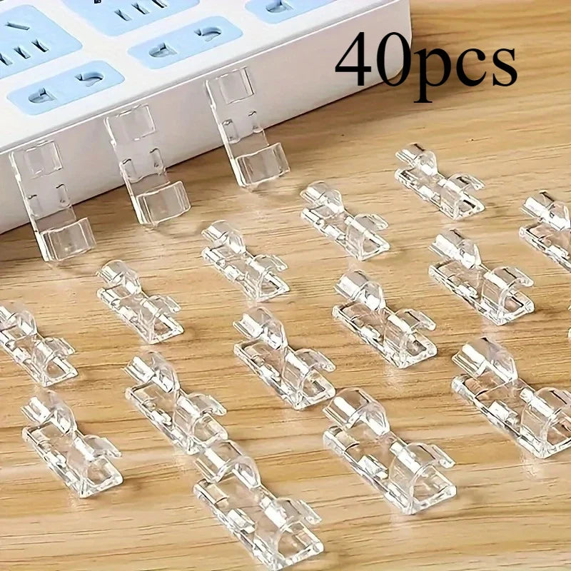 20/40pcs Clear Adhesive Cable Clips Non-punching Wire Organizer Buckle of Wire Holder Home Cable Tie Cables Orginazer Clip Cable
