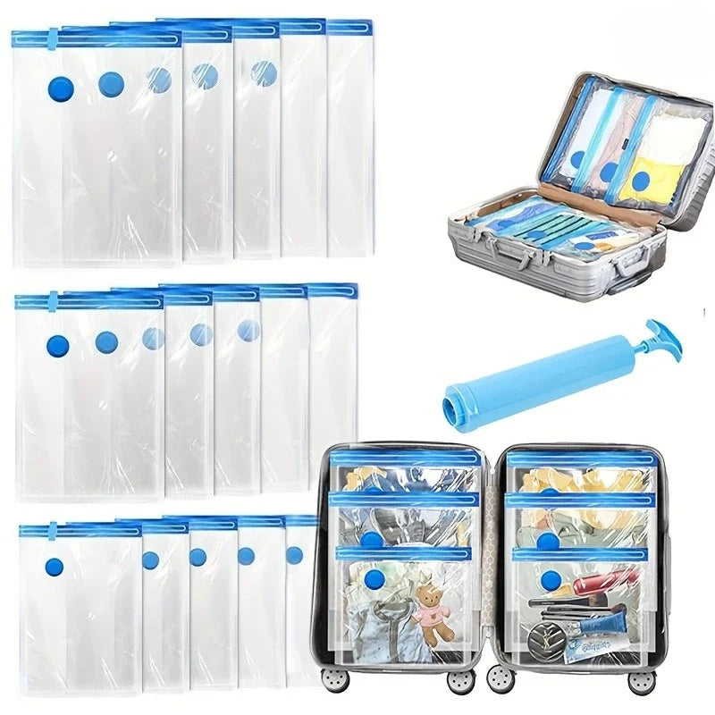 4Pcs Vacuum Storage Bags Vacuum Seal Bag Space Saving Bags for Comforters Clothes Pillow Bedding Blanket Storage or Hand Pump