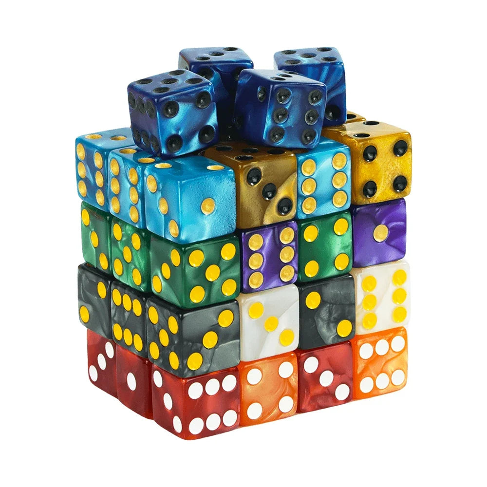 6-Sided Game Dice 16mm Marble Acrylic D6 Dice Set for DND, RPG,Table Board Game or Teaching Math