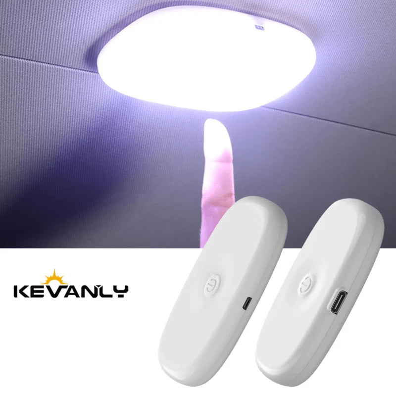 1pc Car Touch Light Wall Reading Lamp 10 LED Magnet Base Car Ceiling Light Ambient Mood Interior Lighting USB Rechargeable Lamp