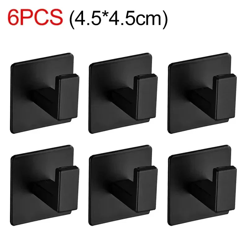 1/6Pcs Strong Self-Adhesive Wall Hooks Keys Bag Shower Robe Hanging Holder Clothes Coat Hanger Towel Rack Kitchen Bathroom Hook