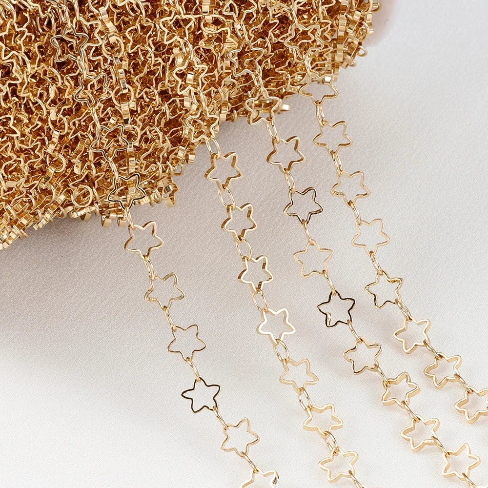 1Meter 5mm Hollow Star Copper Chains Link Handmade DIY Necklace Bracelet Anklets Jewelry Making Supplies