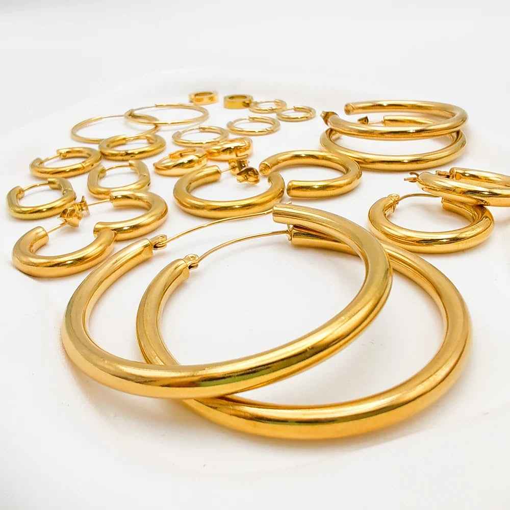 EMANCO Fashion Gold Size Circle Earrings Women's Jewelry Accessories Classic Stainless Steel Earrings Wholesale