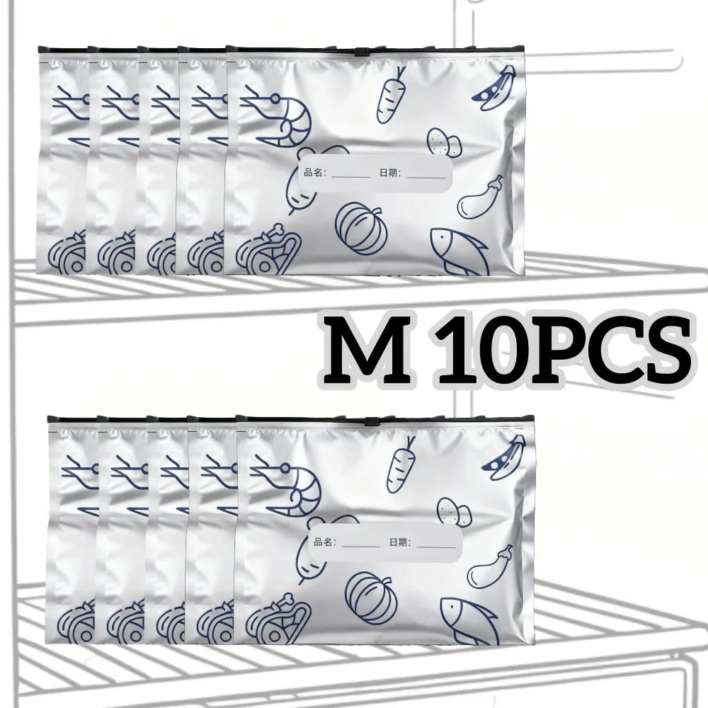 10/60pcs Aluminum Foil Storage Bags Freezer Sealed Organizers Food Packaging Reusable Pantry Odor-Proof Bag Kitchen Essential