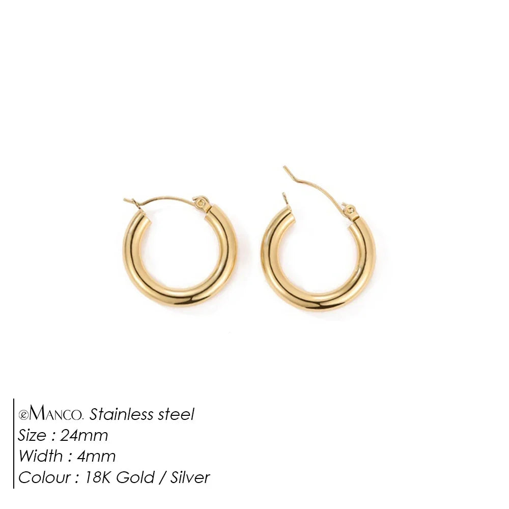 EMANCO Fashion Gold Size Circle Earrings Women's Jewelry Accessories Classic Stainless Steel Earrings Wholesale