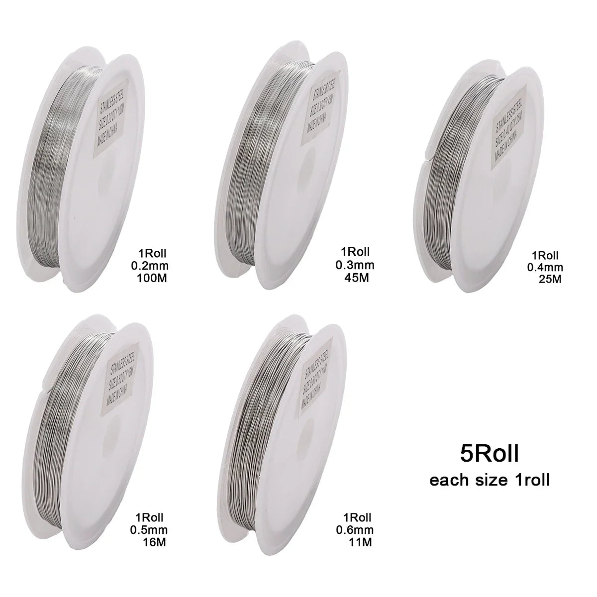 1Roll 304 Stainless Steel Wire Handmade Beading Wire, Size 0.2-0.6mm, For DIY Craft And Jewelry Making Supplies