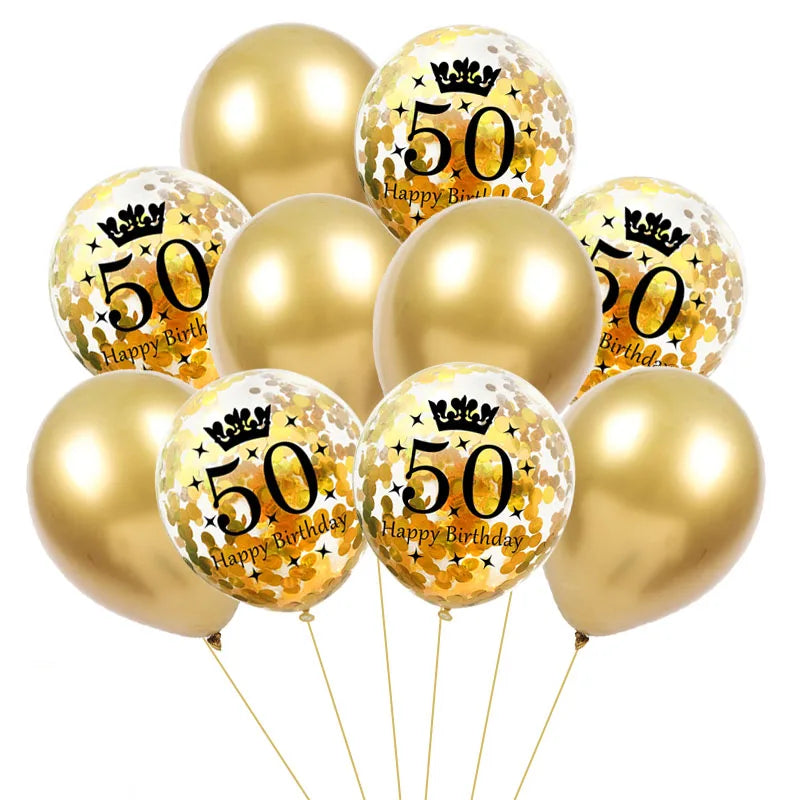 30 40 50  Years Old Latex Balloons Happy Birthday Party Decor Anniversary Adult 30th 40th 50th Birthday Latex Balloons Gold