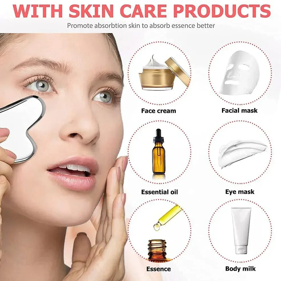 Reusable Ice Face Roller Stainless Steel Gua Sha Tool Set Skin Care Beauty Set Face Massage Roller Lifting Contouring Tool