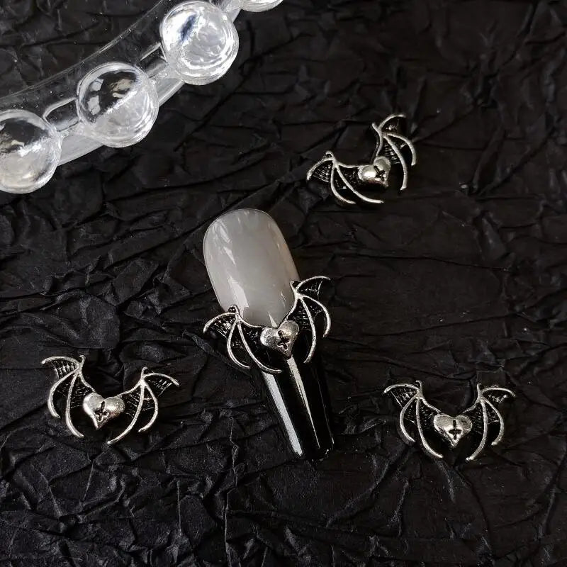 10pcs Gothic Punk Style Nail Art Charms Antique Silver Alloy  Jesus Catholic Cross Accessories Devil Angel Nail Decorations