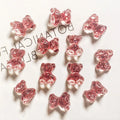 10pcs Pink Bear Nail Art Charms 3D Cute Cartoon 9 Colors Resin Bear Nail Jewelry Ornament DIY Kawaii Manicure Nail Accessories