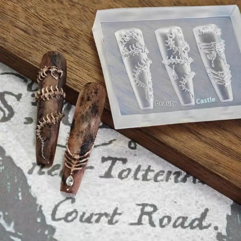3D Snake Bone Mold Nail Art Decoration Accessories DIY Design Silicone Decorative Nail Art Templates Nails Mold