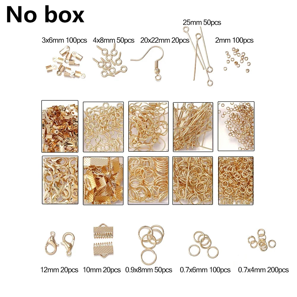 Alloy Accessories Jewelry Findings Set Repair Tools Lobster Clasp Open Jump Rings Earring Hooks for DIY Jewelry Making Supplies