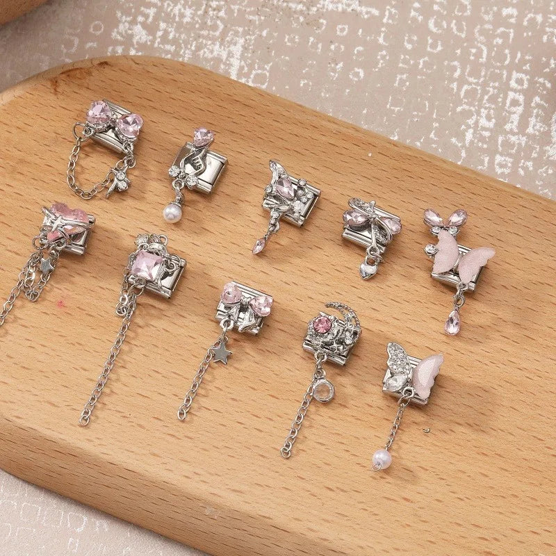 Y2K Elegant Original Design Butterfly Stars Pendant Italian Charm Links Fit 9mm Stainless Steel Bracelet Women DIY Making Gifts