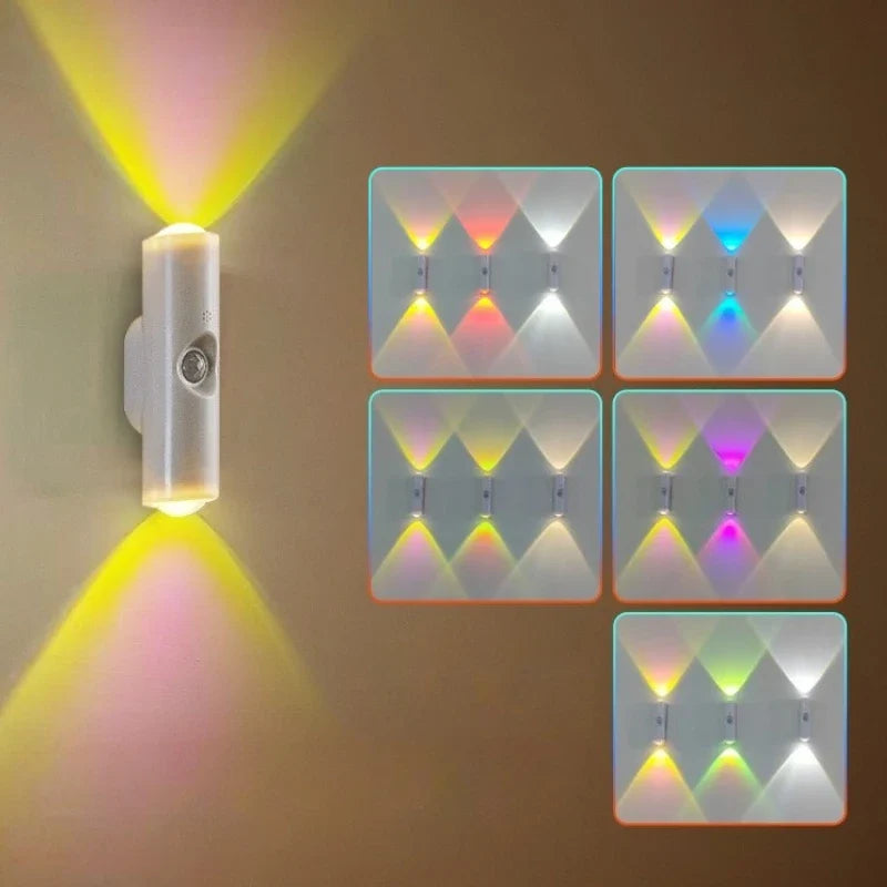 Motion Sensor Night Light 7 Color Change LED Wireless Wall Lamp Magnetic Rechargeable Spotlight for Bathroom Bedroom Living Room