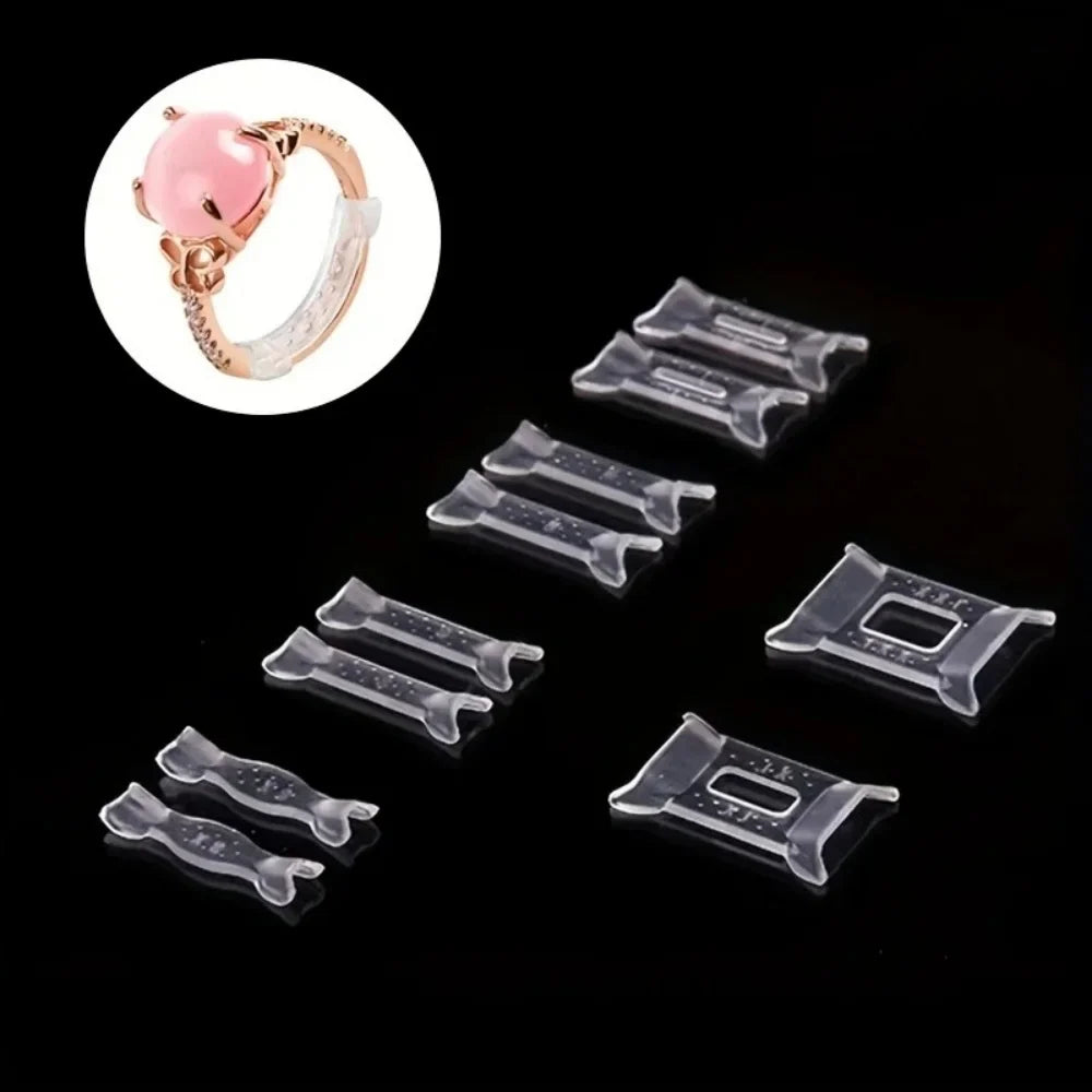 12Pcs/Set Ring Adjustment Pad Ring Size Adjuster Fixed Reduction Pad Invisible Ring Holder Retainer Shrinker for Large Rings