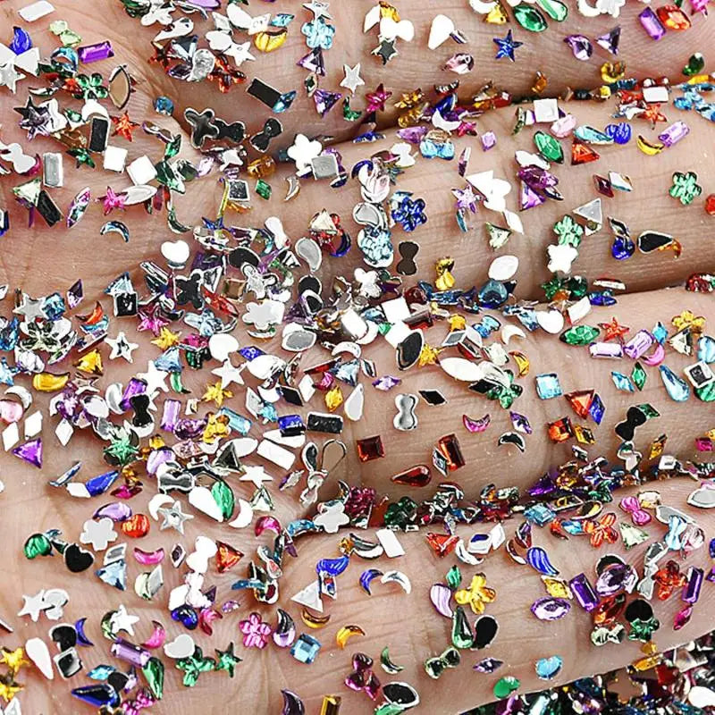 600/100pcs Mini Nail Rhinestones Colorful Nail Art Charms 3D Star Nail Diamonds Crystal Flatback Nail Gems Manicure Supplies