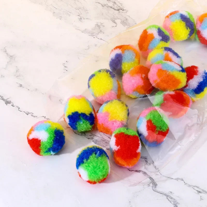20pcs/set Colours Plush Ball Cat Toys Funny Training Mute Ball Soft Cat Toys Cleaning Teeth Interactive Kitten Toys Pet Supplies