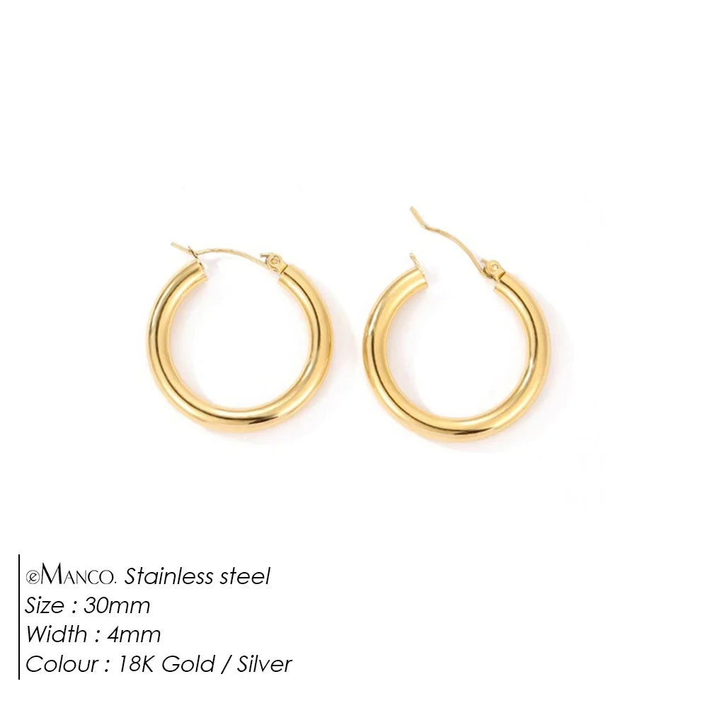 EMANCO Fashion Gold Size Circle Earrings Women's Jewelry Accessories Classic Stainless Steel Earrings Wholesale