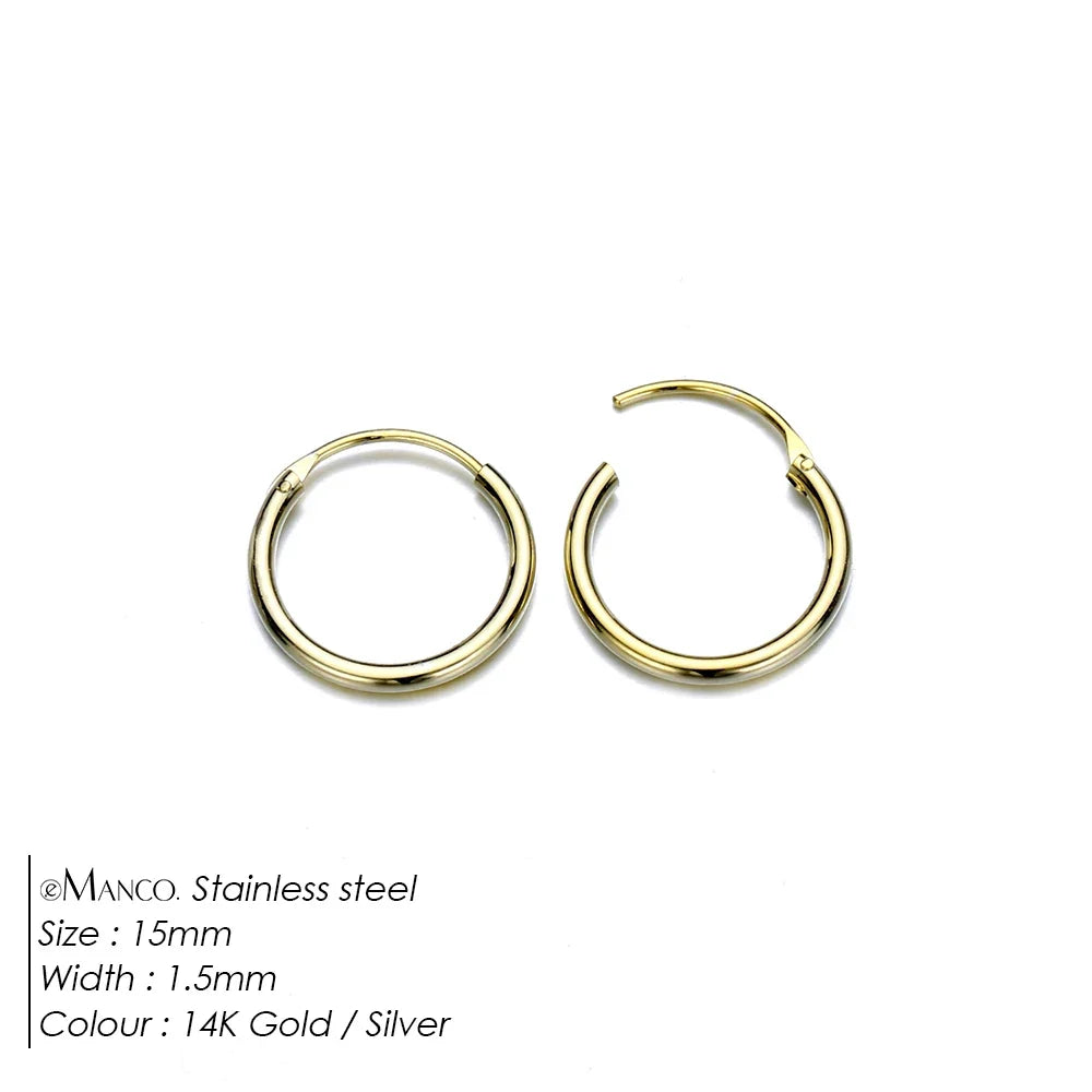 EMANCO Fashion Gold Size Circle Earrings Women's Jewelry Accessories Classic Stainless Steel Earrings Wholesale