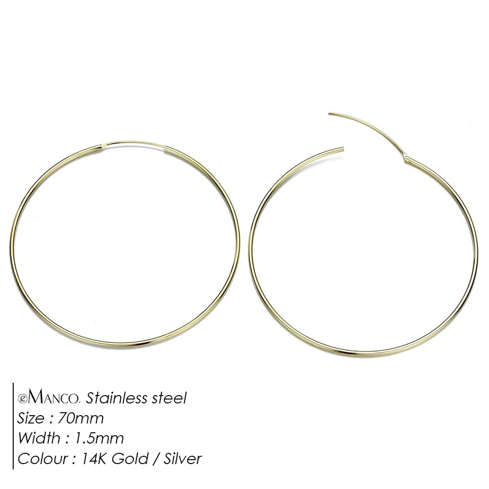 EMANCO Fashion Gold Size Circle Earrings Women's Jewelry Accessories Classic Stainless Steel Earrings Wholesale