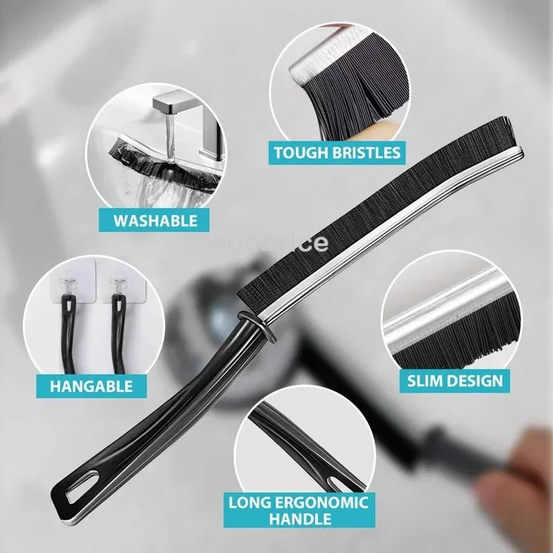 Hard-Bristled Crevice Cleaning Brush Gap Cleaning Brush Tool All-Around Stiff Angled Bristles for Bathroom Kitchen Cleaning Tool