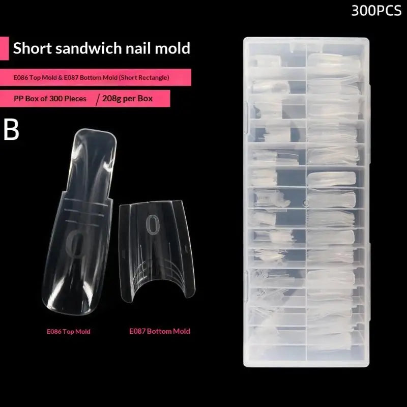 60/240/300 Pcs Sandwich Nail Forms 15 Size Oval Extension Dual Form No Paper Forms Needed For Easy Nail Extensions