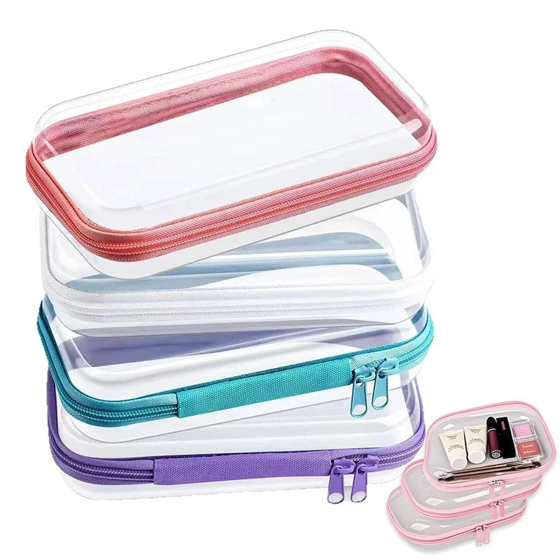 Clear Hard Shell Zipper Case, Clear Zipper Pouches Waterproof Makeup Organizer & Travel Toiletry Bag, Diaper Bag Organizing