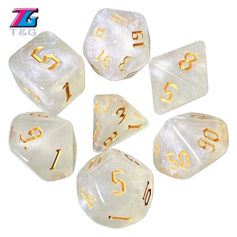 DND  Dice RPG Dice Amazing Colours Mixing Fantasy Starlight Effect Unique Retro Font Styles For Roll Playing Card Games