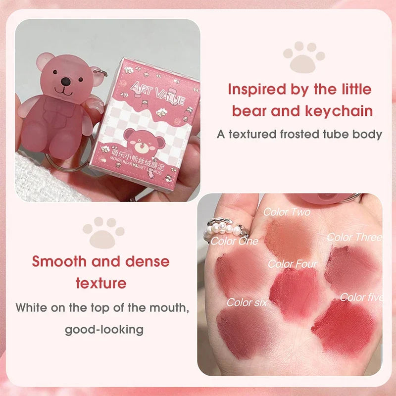 Art Value Bear Velvet Lip Clay with White Silky Lip Glaze Lipstick