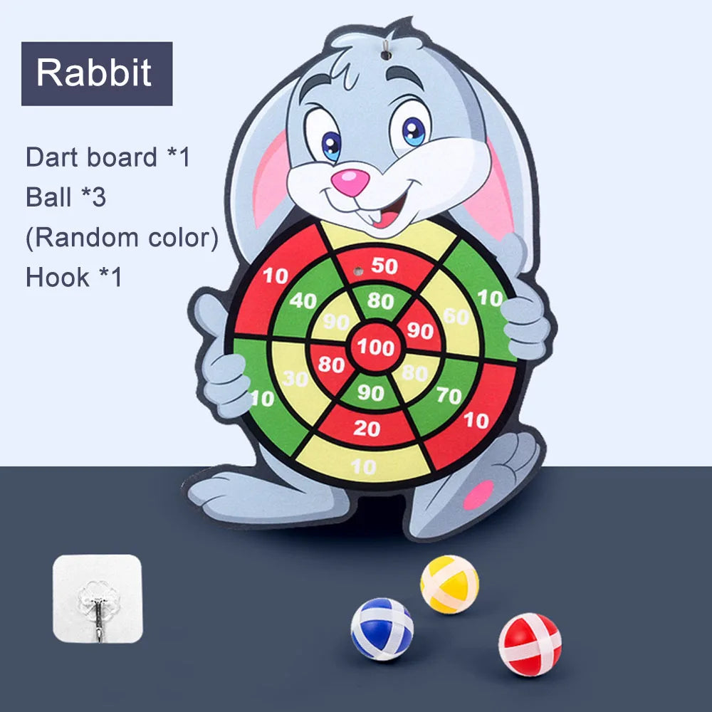 Dart Board for Kids with 3 Sticky Balls Indoor Outdoor Sport Party Games Cartoon Animal Dart Board Toys Christmas Gift