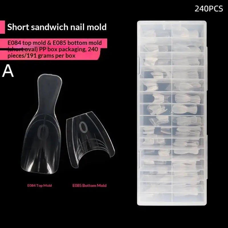 60/240/300 Pcs Sandwich Nail Forms 15 Size Oval Extension Dual Form No Paper Forms Needed For Easy Nail Extensions