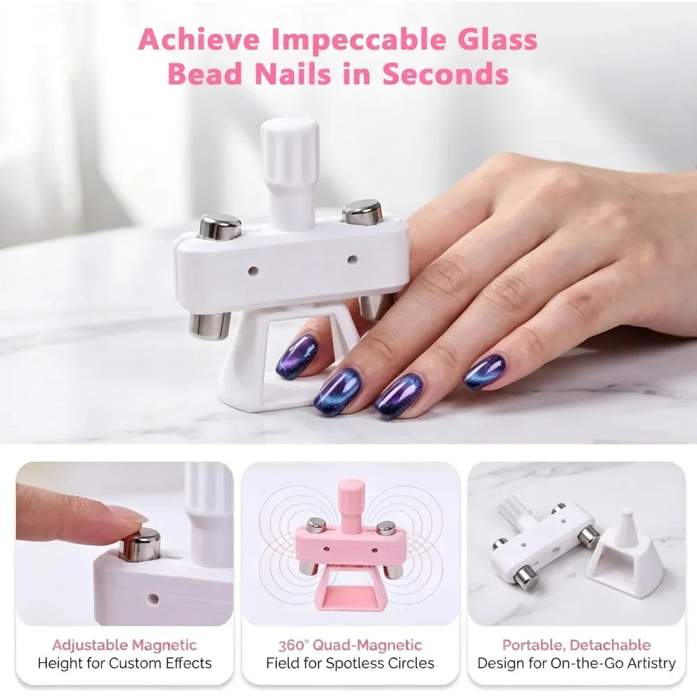Powerful Automatic Cat's Eye Magnet Rotatable Design Wide Light Bead Glass Pearl Effect Nail Art Magnetic For Gel Nail Polish