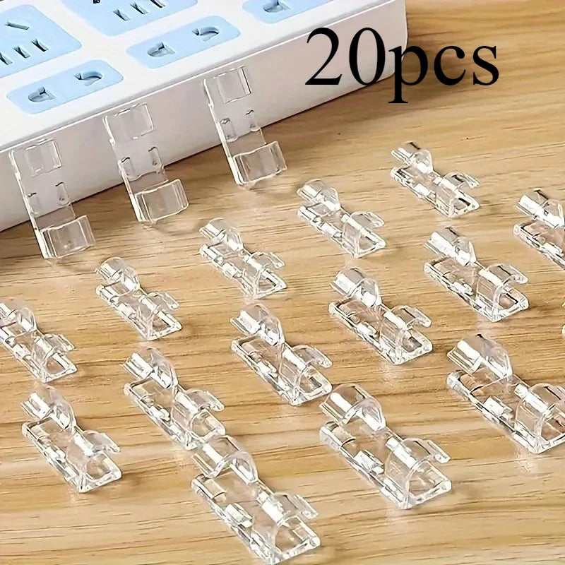 20/40pcs Clear Adhesive Cable Clips Non-punching Wire Organizer Buckle of Wire Holder Home Cable Tie Cables Orginazer Clip Cable
