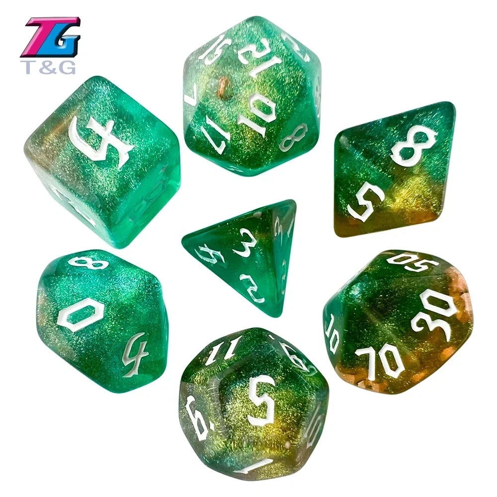 DND  Dice RPG Dice Amazing Colours Mixing Fantasy Starlight Effect Unique Retro Font Styles For Roll Playing Card Games