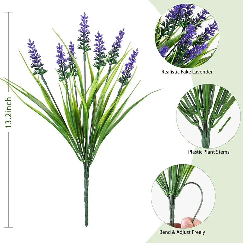 2/4/6Pcs 35cm Artificial Plants-UV-Resistant Faux Monkey Grass Plastic Flower Shrubs Home Outdoor Courtyard Wedding Party Decor