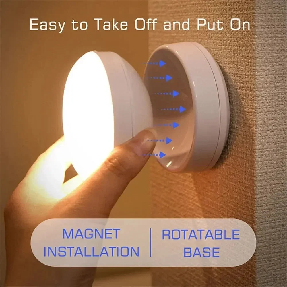 Night Lamp With Motion Sensor Night Light Rechargeable Wireless Led 360 Rotating Magnetic For Kitchen Room Bedside Table
