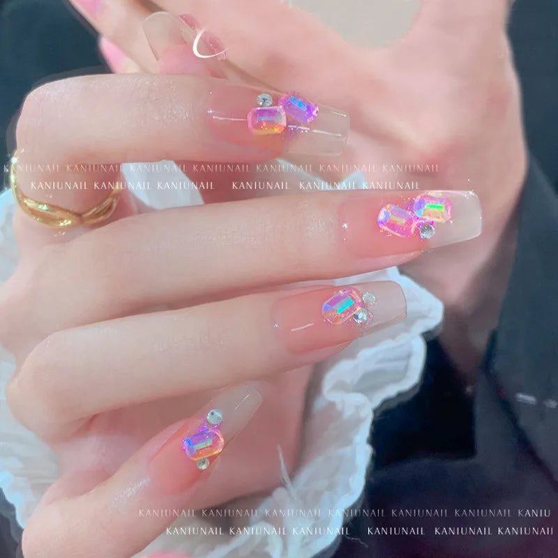 50pcs 3D Aurora Sugar Cube Diamond Nail Art Charms Luxury Glitter Crystal Rhinestones Candy Design Nail Decorations Accessories