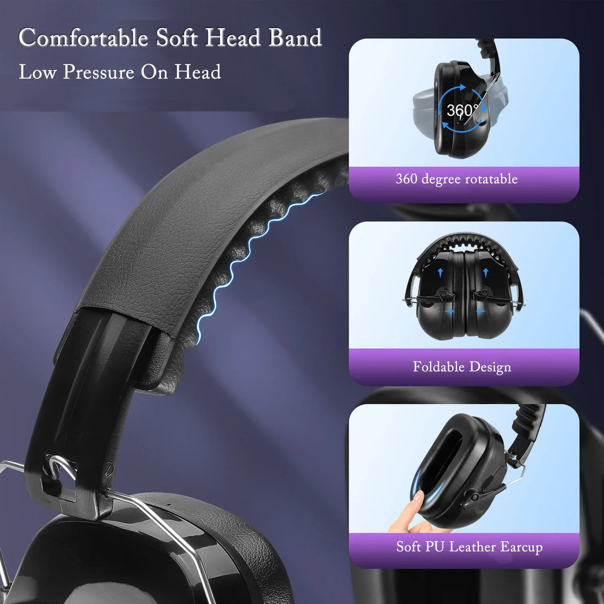 Color Adjustable Anti-Noise Head Earmuffs SNR-34dB Ear Protector Ear Muff  For Work Study Shooting Woodwork Hearing Protection