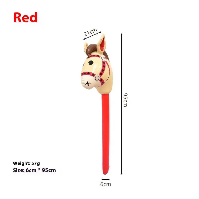 1Pcs Inflatable Horse Head Balloon Blow Up Pony Stick Toy Halloween Party Supplies Inflatable Stick Children's Toys