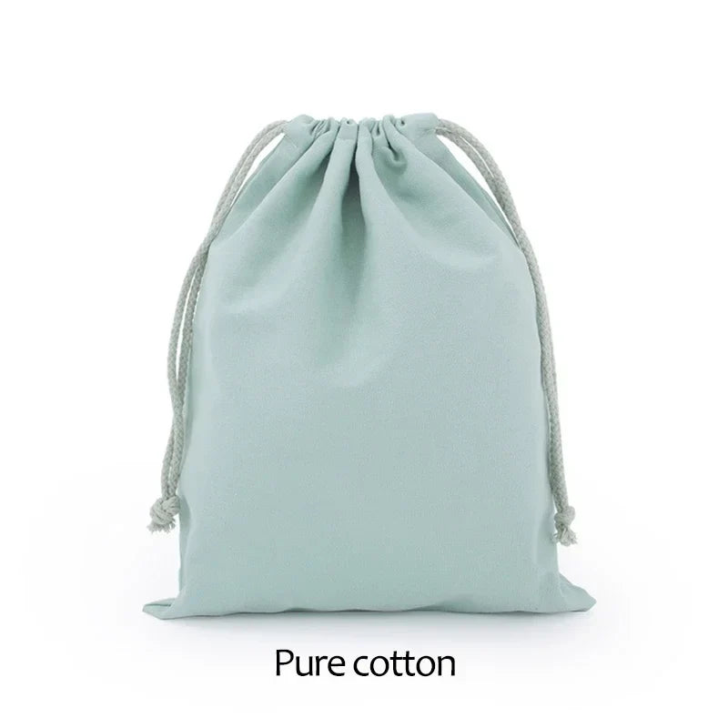 Cotton Cloth Gift Packaging Bag Drawstring Storage Bags White Canvas Bags for Candy Reusable Pouch Home Sundries Organize Sacks