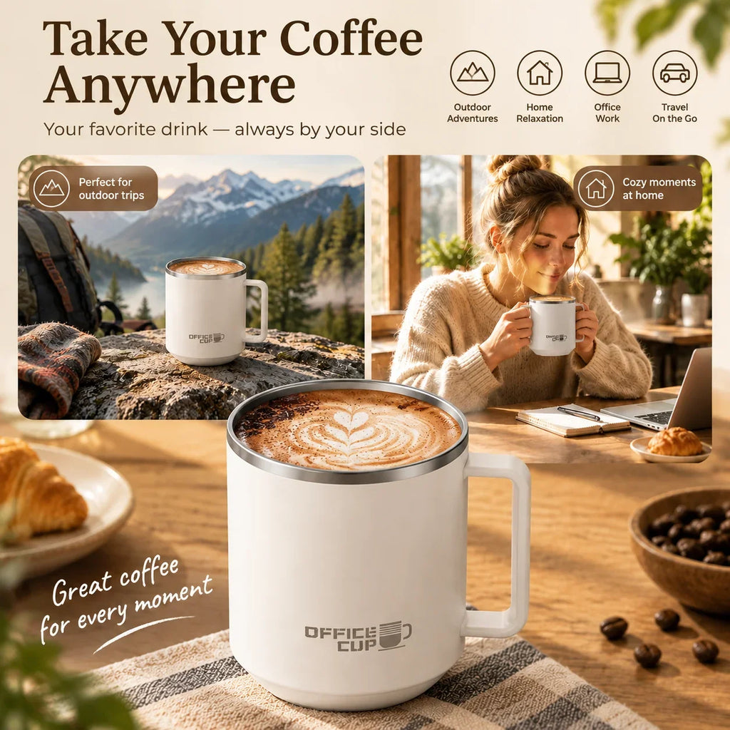 480ML  Stainless Steel Double Wall Insulated Coffee Mug With Handle Keeps Cold and Heat Thermal Mug Leak-proof Drinking Cup