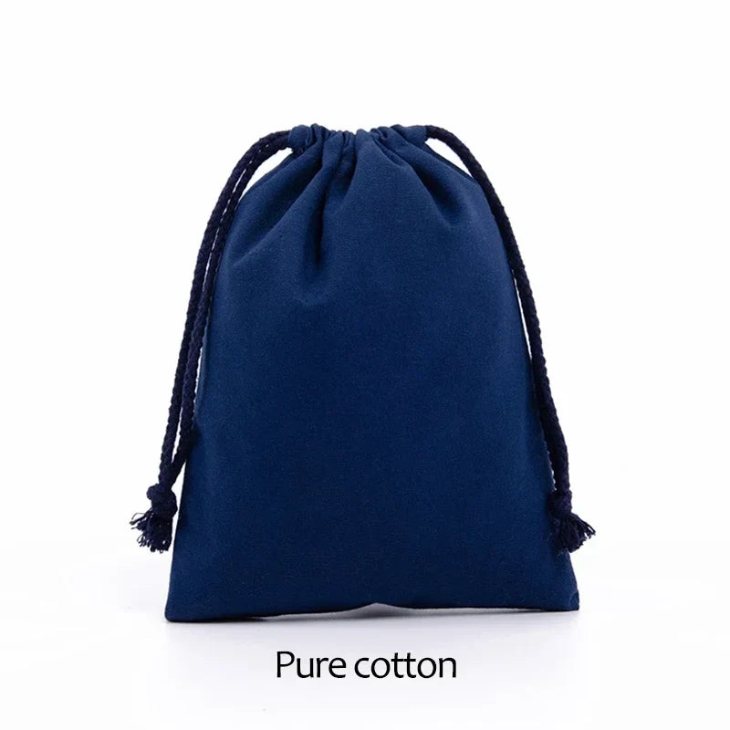 Cotton Cloth Gift Packaging Bag Drawstring Storage Bags White Canvas Bags for Candy Reusable Pouch Home Sundries Organize Sacks