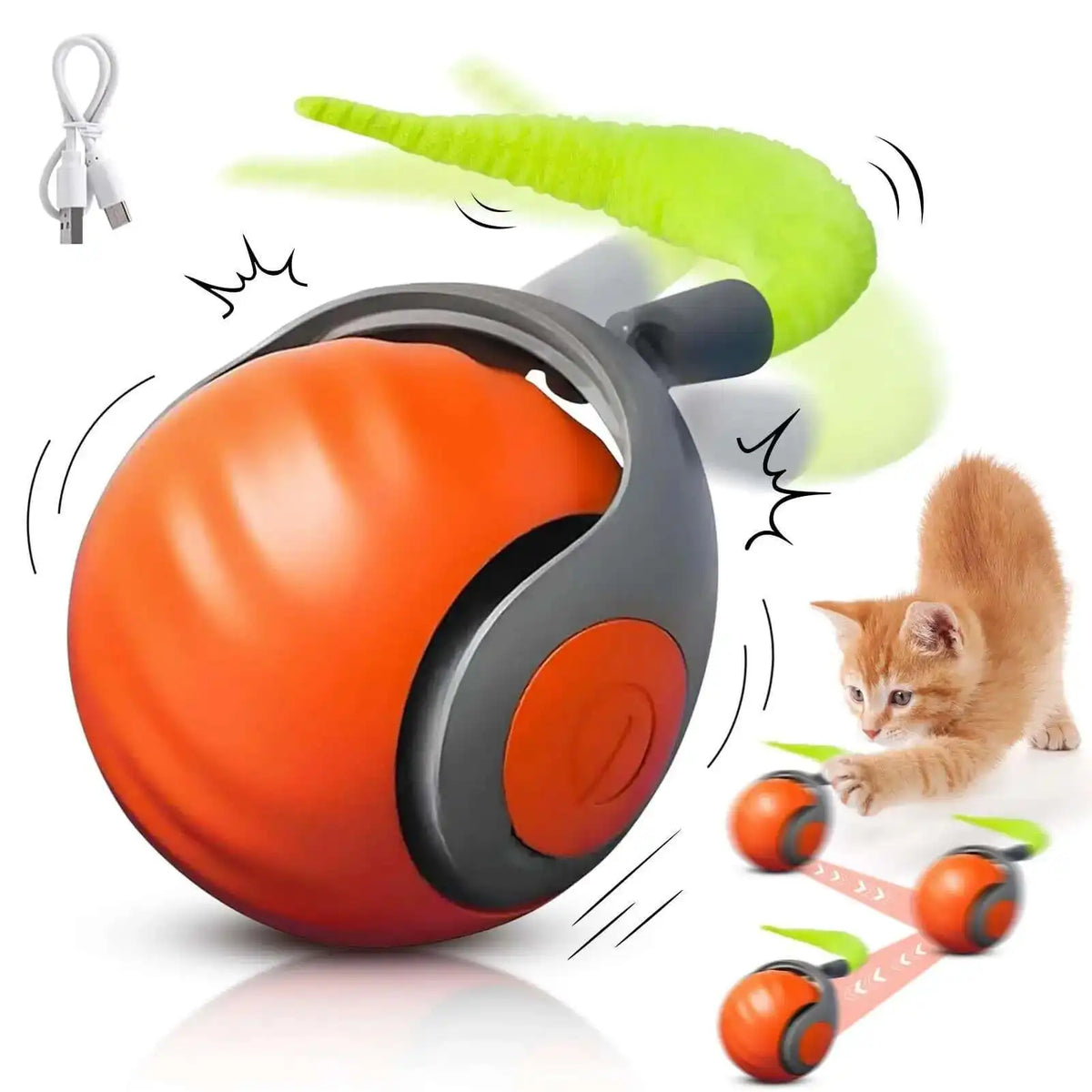 Speedy Tail 2.0 Smart Interactive Cat Toy Automatic Moving Balls for Cats And Dogs Touch Motion Rolling Toy Ball for Pet Gift