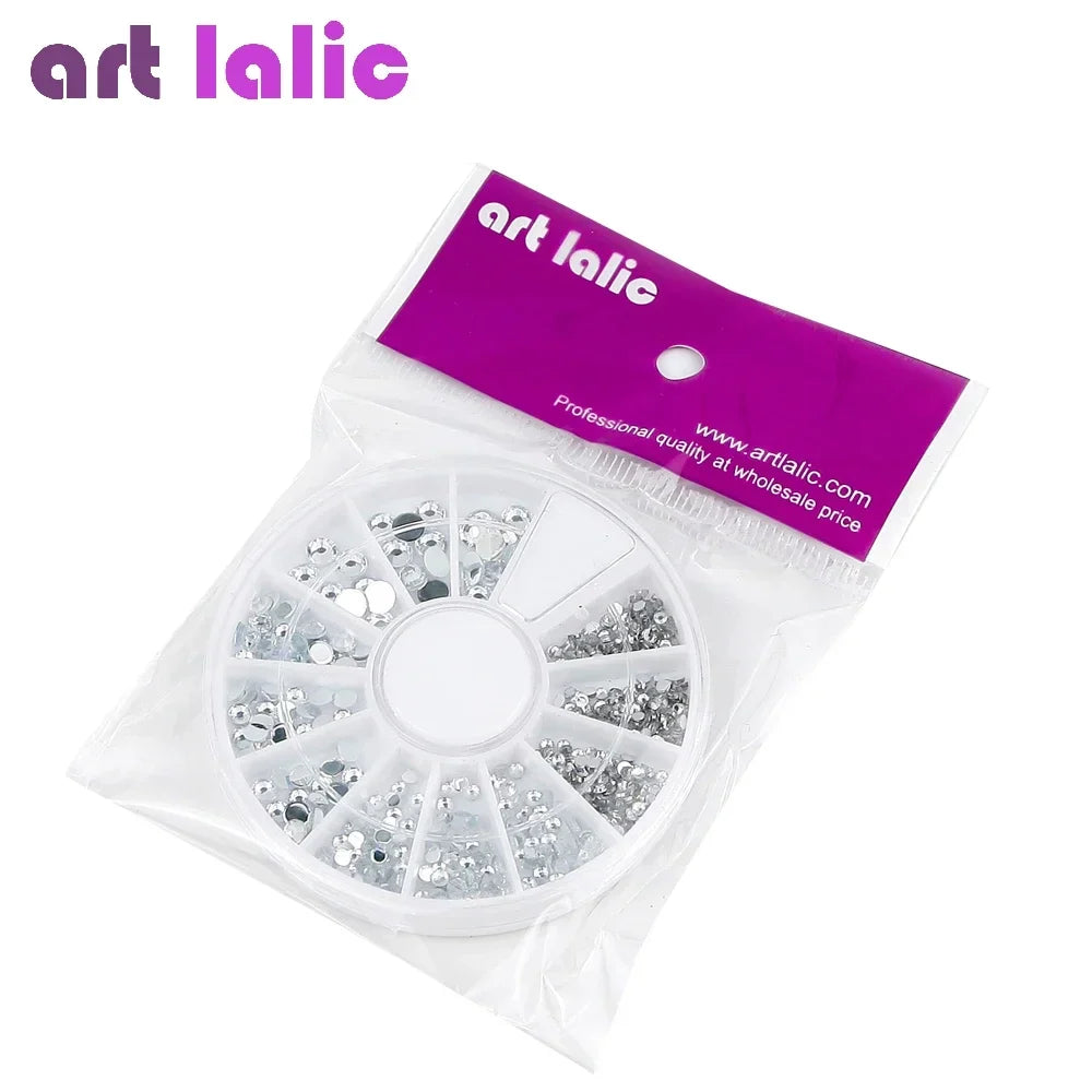400Pcs Nail Rhinestones Set Silver Round & Diamond Shapes 3D Decoration for Acrylic UV Gel Nail Art 1.2mm-4mm