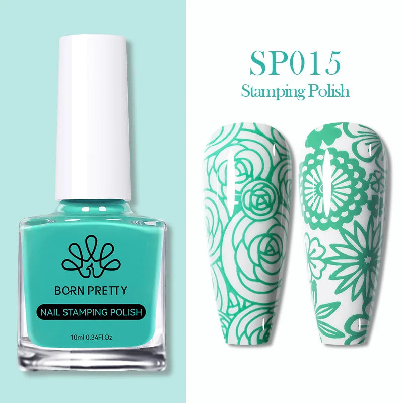 BORN PRETTY 10ml Nail Art Stamping Polish for Manicure Printing Design Black White Nail Art Varnish Need No Smudge Top Coat Oil