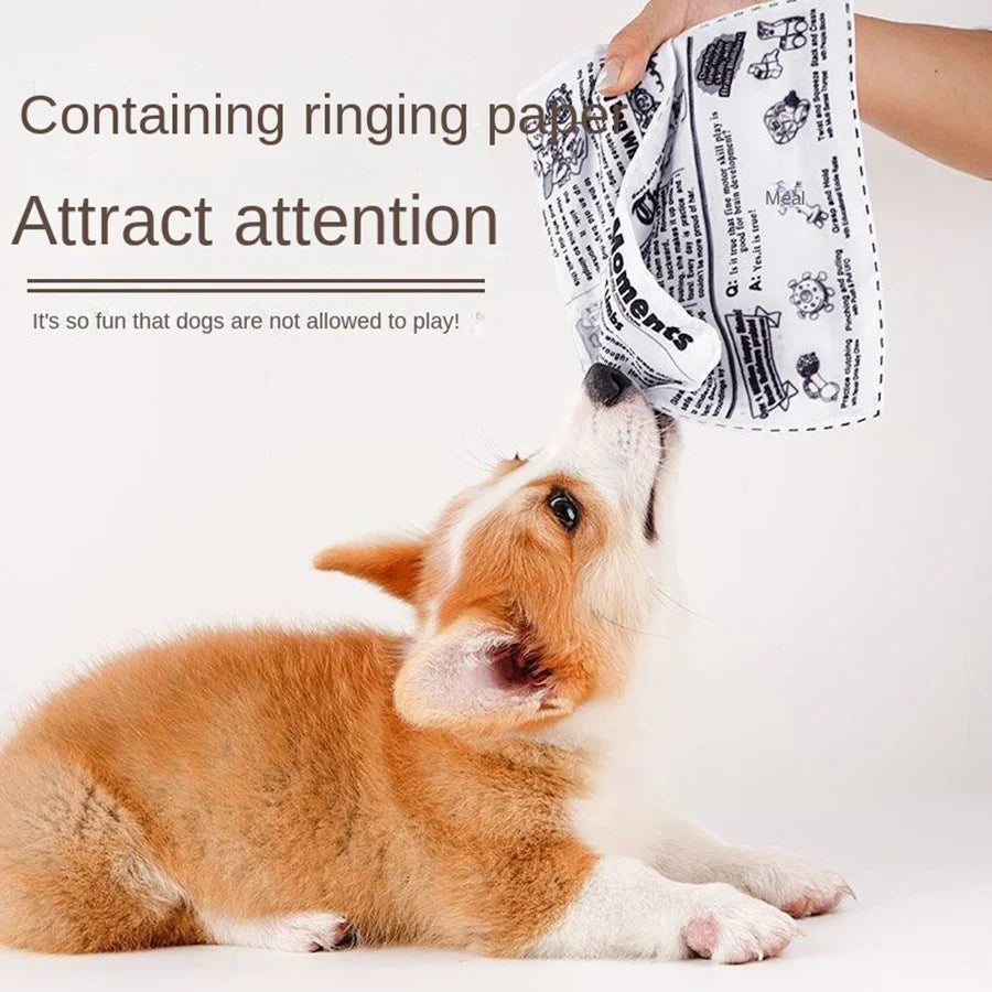 1-Piece Pet Sniffing Black and White Crinkle Paper Toy for Cats and Dogs, Interactive and Bite-Resistant Newspaper Sound Toy, Self-Entertainment and Boredom-Relief Gadget
