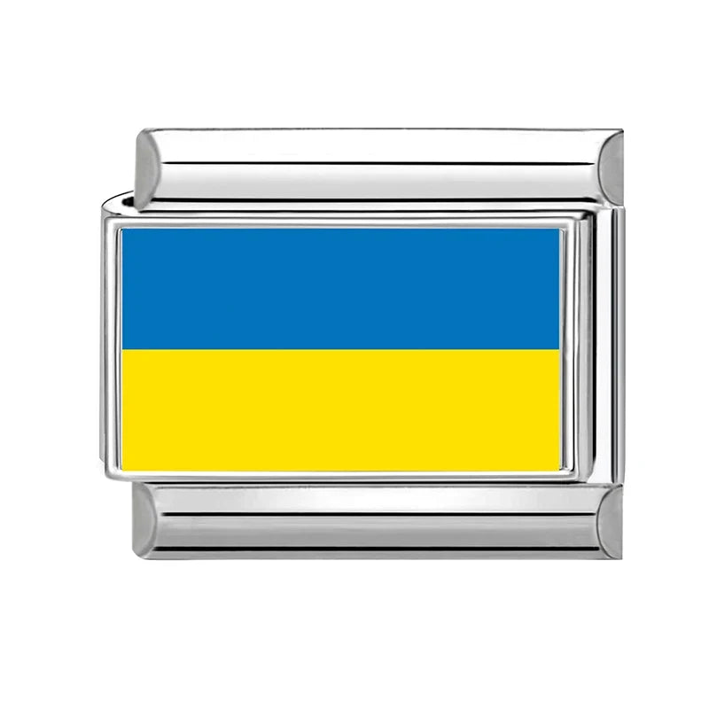 2025New Colorful World National Flag Photo Italian Charm Link Fit 9mm Women Men Bracelet Stainless Steel Jewelry Making Bead DIY