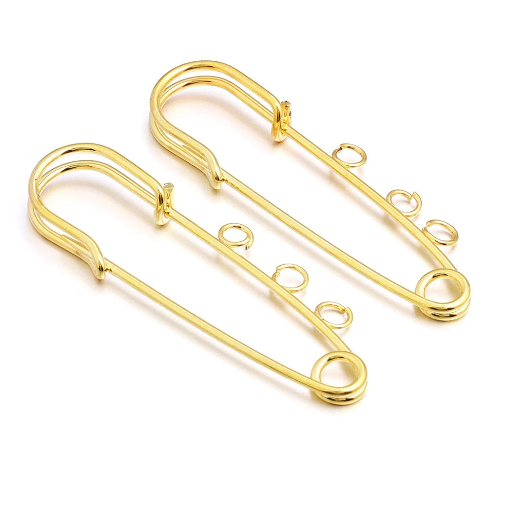 5-10pcs/lot Gold Safety Pins Brooches Blank Base Brooch Pin with Holes Fasteners Pin For DIY Jewelry Making Supplies Accessories